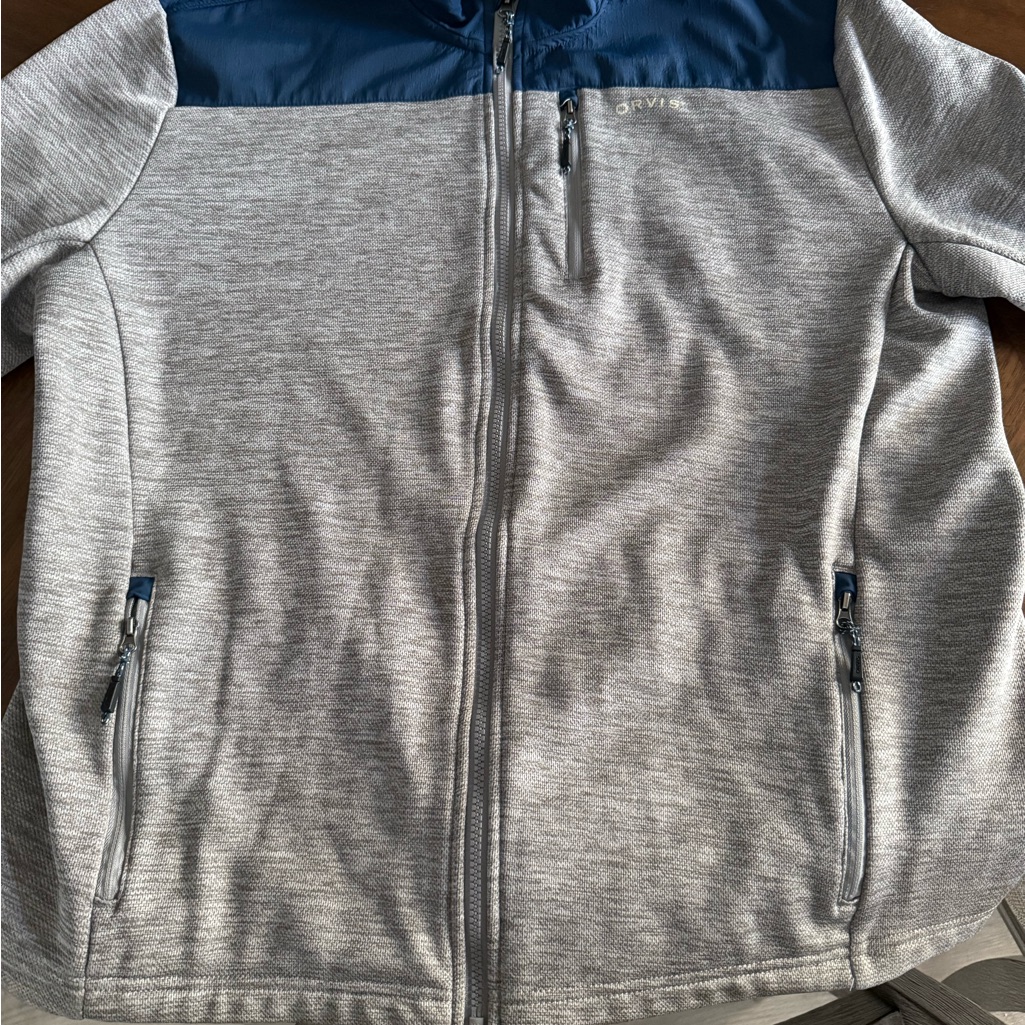 Orvis Gray And Blue Zip-Up Jacket